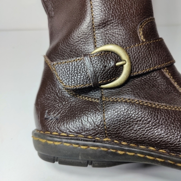 BOC Dark Brown Flat Heeled Inner Zipper Leather Boots Womens Shoe Size 7M - Picture 6 of 11